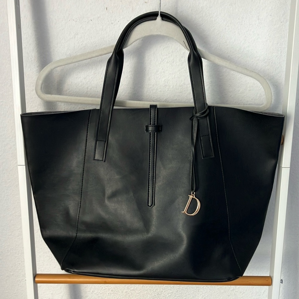Black Leather Tote Bag